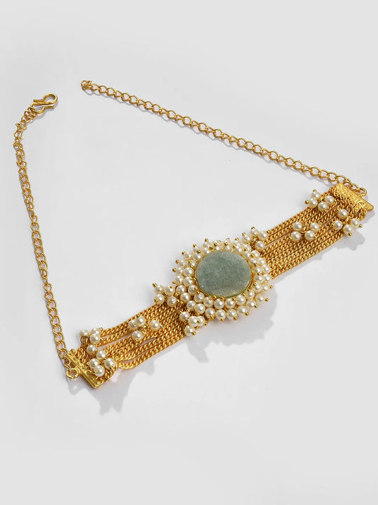 Gold Plated Designer Stone Pearl Necklace