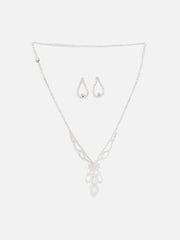 Silver Plated Designer Stone Necklace and Earring Set