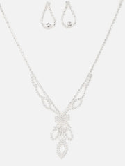 Silver Plated Designer Stone Necklace and Earring Set