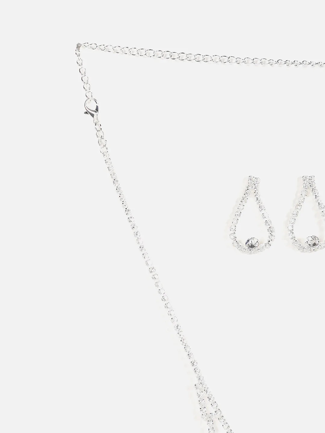 Silver Plated Designer Stone Necklace and Earring Set