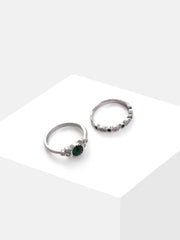 Pack of 2 Silver Plated Designer Stone Ring