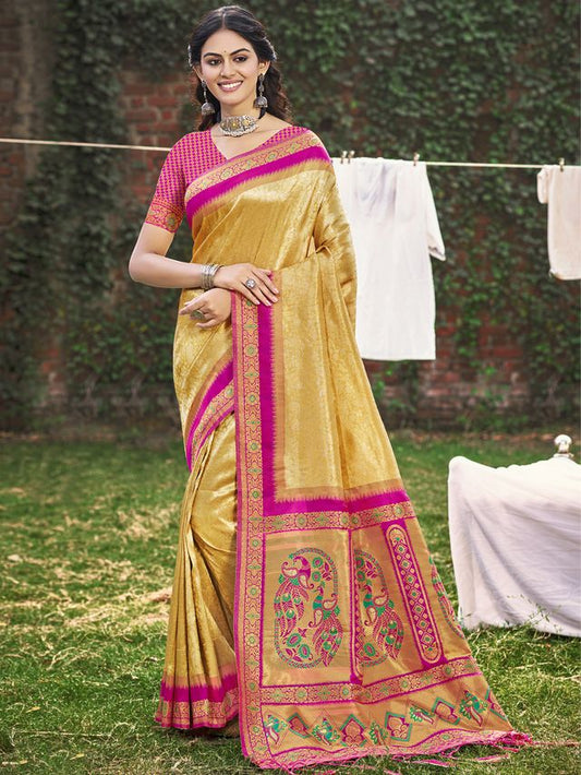 Banarasi Silk Woven Work Festival Tassle Saree