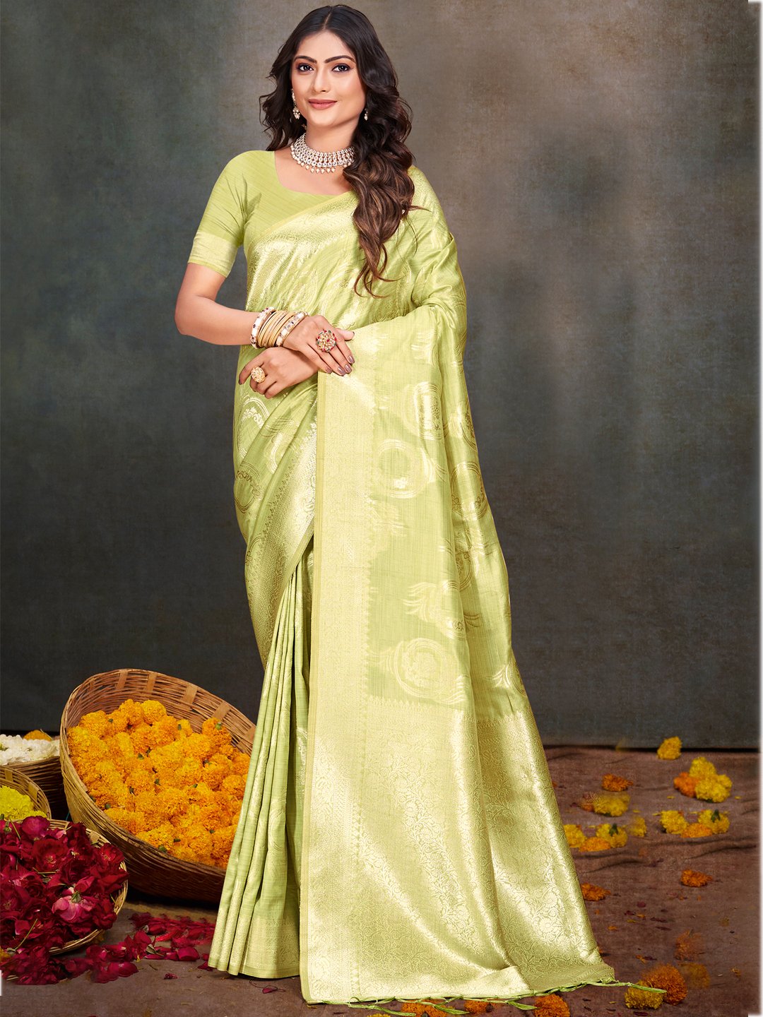 Mint Green Silk Woven Work Traditional Saree