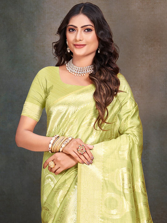 Mint Green Silk Woven Work Traditional Saree