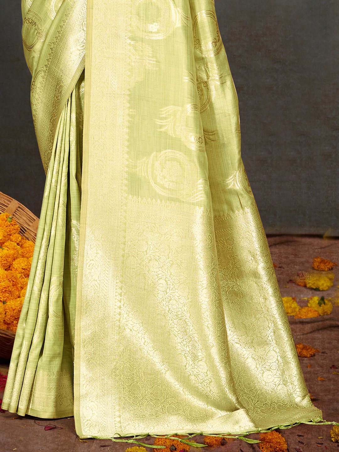 Mint Green Silk Woven Work Traditional Saree