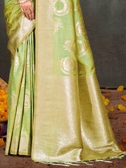 Light Green Silk Woven Work Traditional Saree