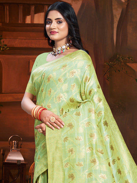 Mint Green Silk Woven Work Traditional Saree