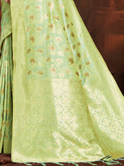 Mint Green Silk Woven Work Traditional Saree