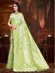 Mint Green Silk Woven Work Traditional Saree