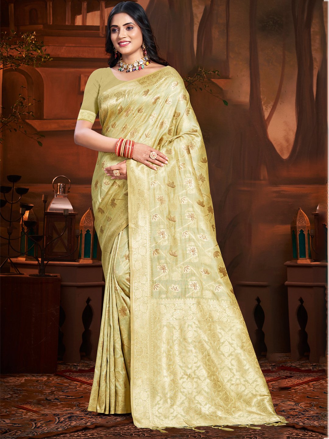 Light Green Silk Woven Work Traditional Saree