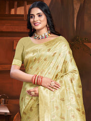 Light Green Silk Woven Work Traditional Saree