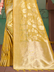 Yellow Silk Woven Work Traditional Saree