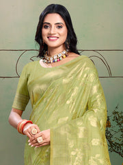 Light Green Silk Woven Work Traditional Saree