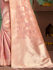 Light Pink Silk Woven Work Traditional Saree