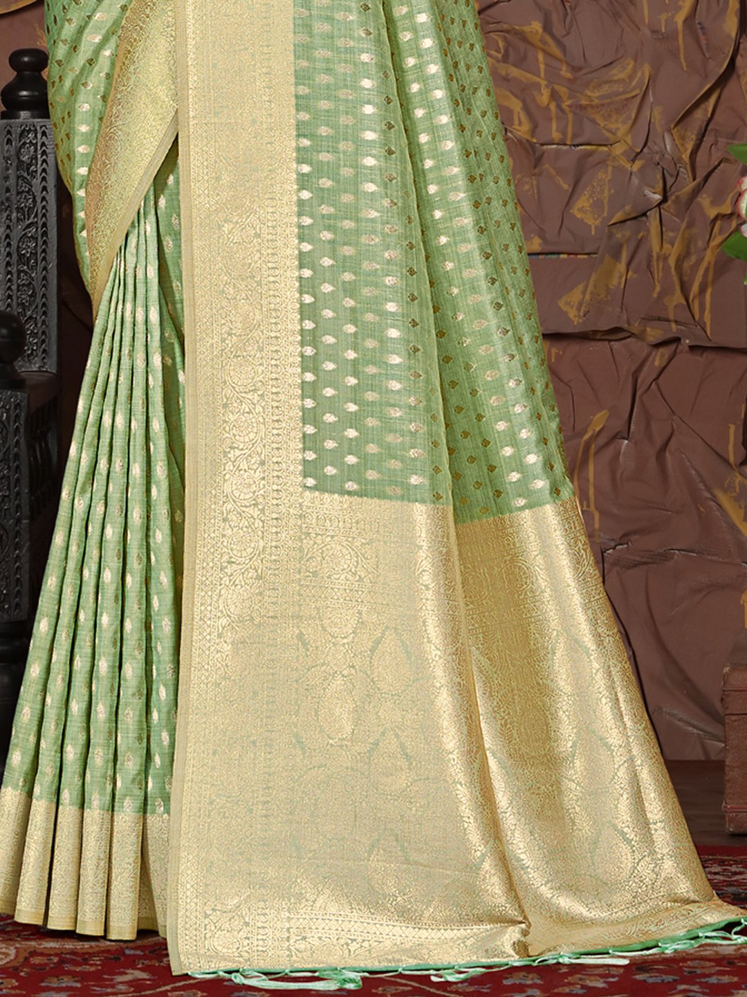 Green Silk Woven Work Traditional Saree