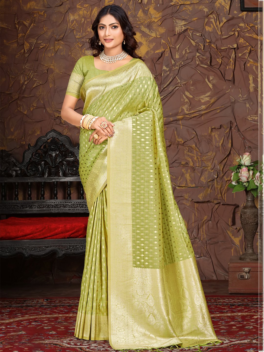 Light Green Silk Woven Work Traditional Saree