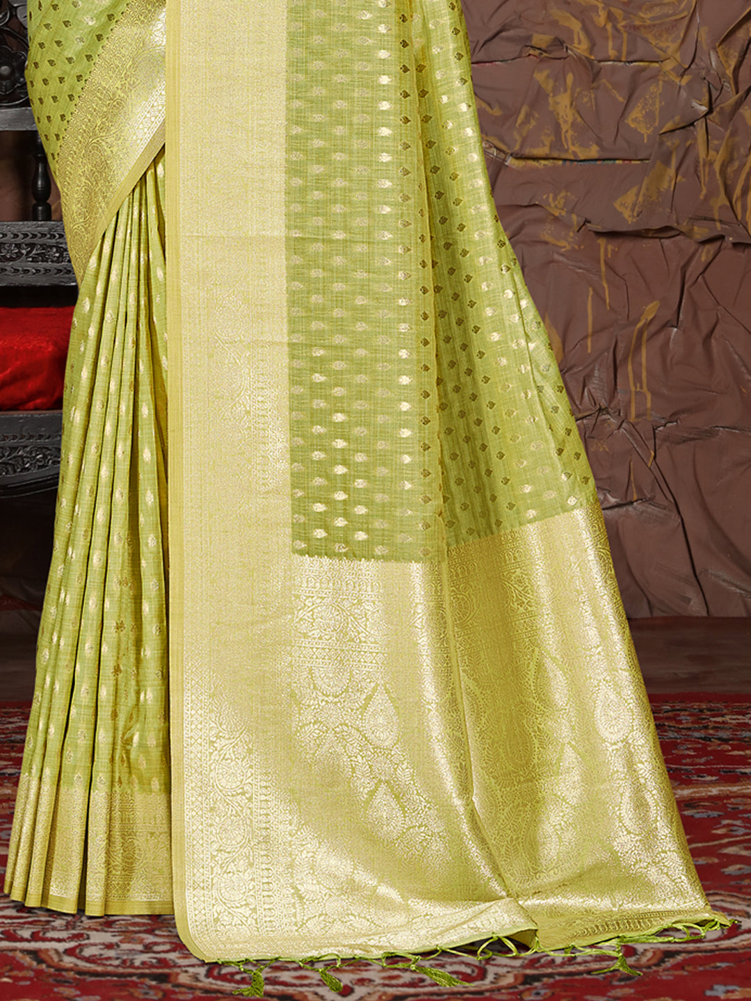 Light Green Silk Woven Work Traditional Saree