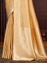 Beige Silk Woven Work Traditional Saree