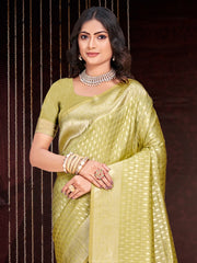 Light Green Silk Woven Work Traditional Saree