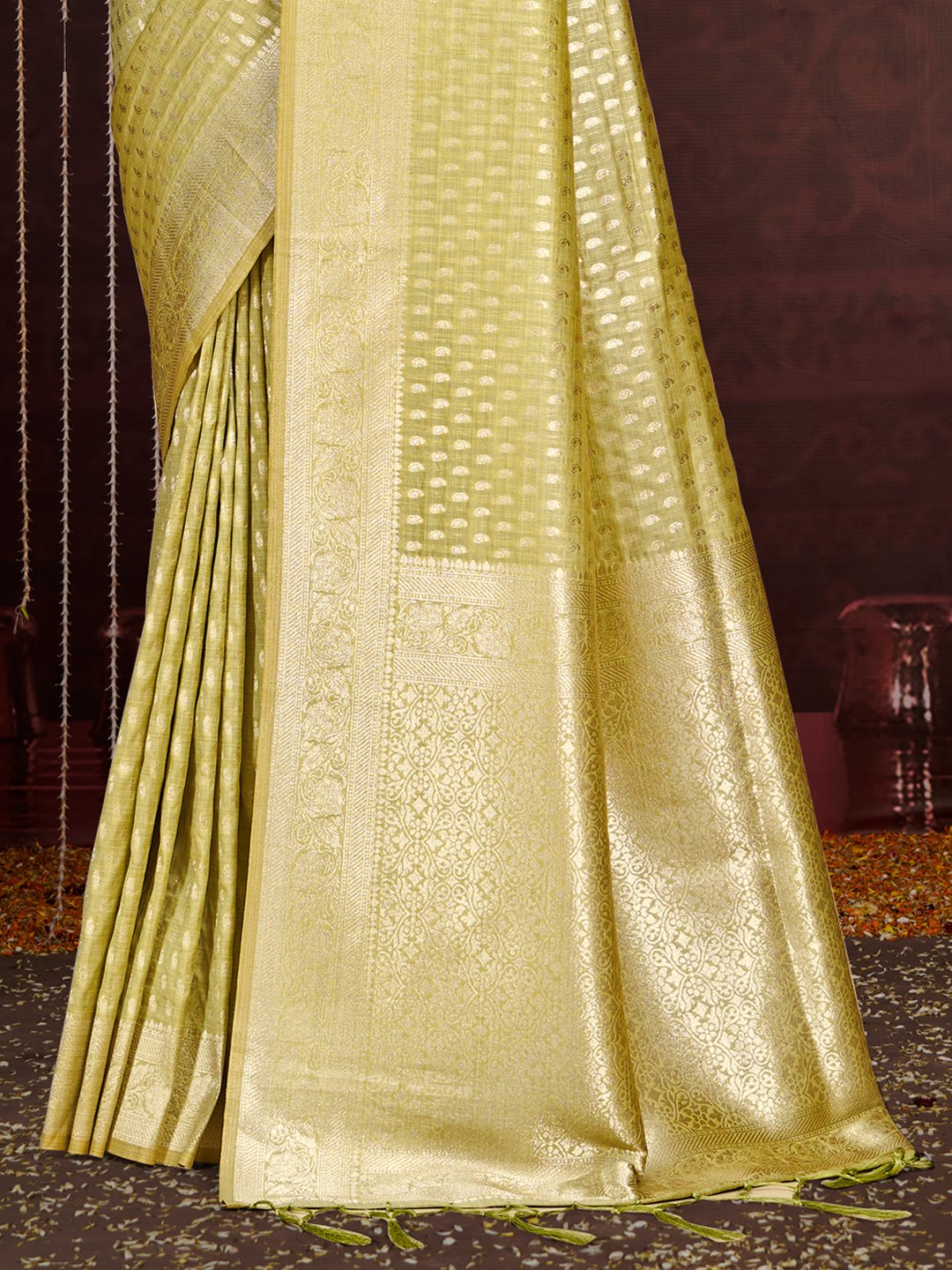 Light Green Silk Woven Work Traditional Saree