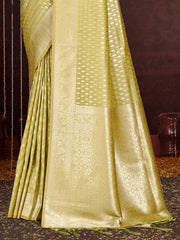 Light Green Silk Woven Work Traditional Saree