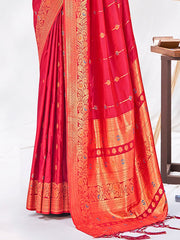 Red Silk Woven Work Traditional Saree