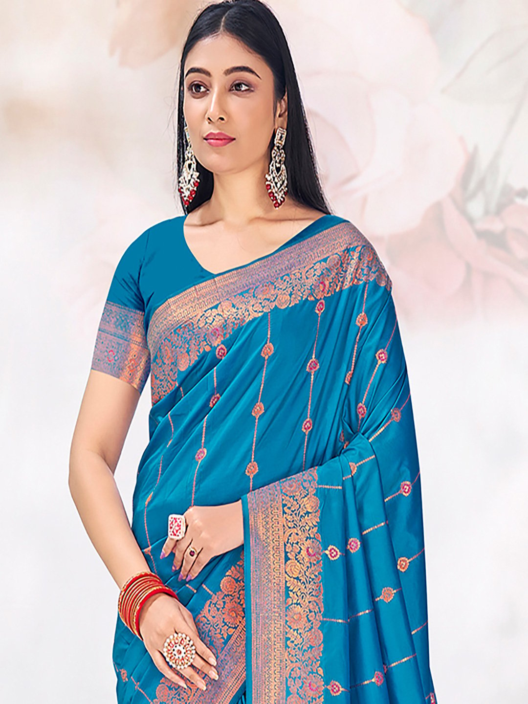 Blue Silk Woven Work Traditional Saree