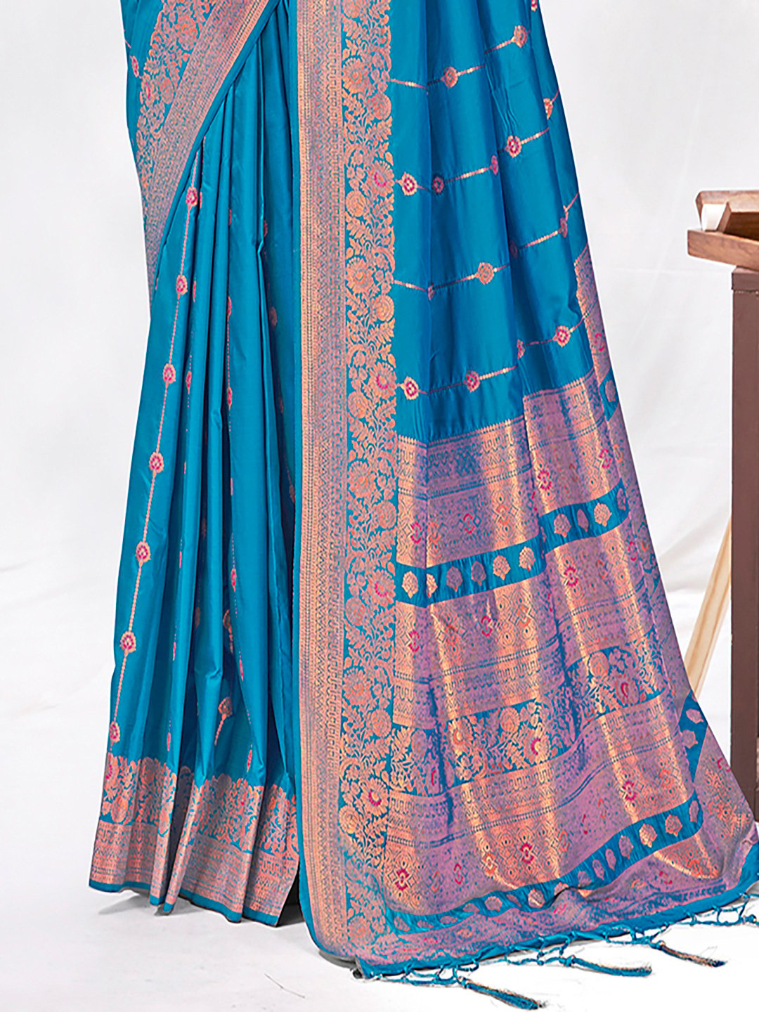 Blue Silk Woven Work Traditional Saree