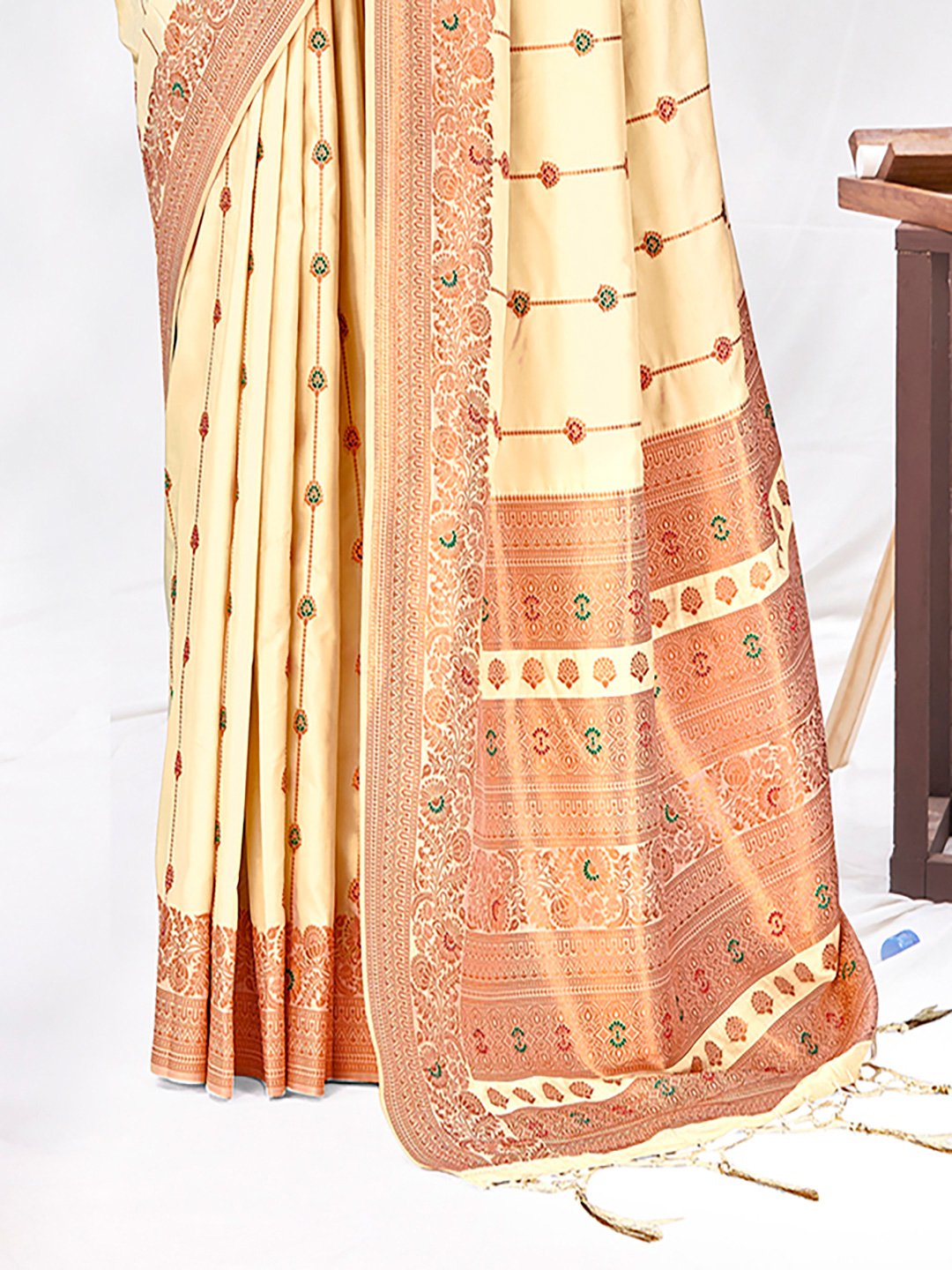 Off White Silk Woven Work Traditional Saree