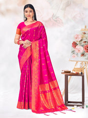 Pink Silk Woven Work Traditional Saree