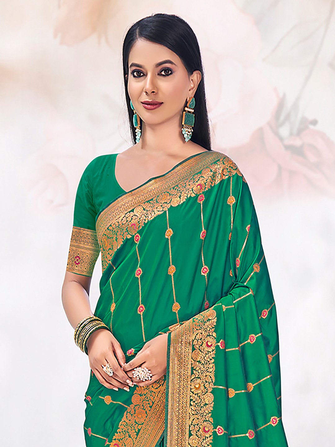 Green Silk Woven Work Traditional Saree