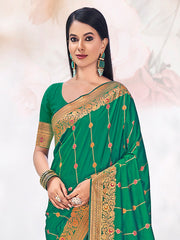 Green Silk Woven Work Traditional Saree