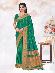 Green Silk Woven Work Traditional Saree