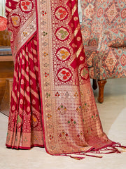 Red Silk Woven Work Traditional Saree