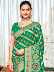 Green Silk Woven Work Traditional Saree