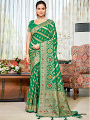 Green Silk Woven Work Traditional Saree