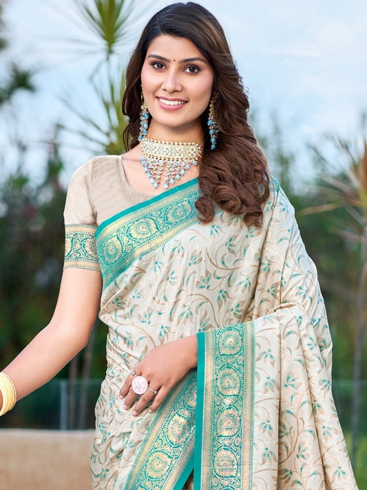 Sea Green Silk Woven Work Traditional Saree