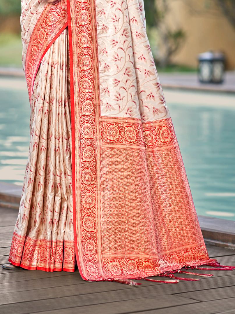 Maroon Silk Woven Work Traditional Saree