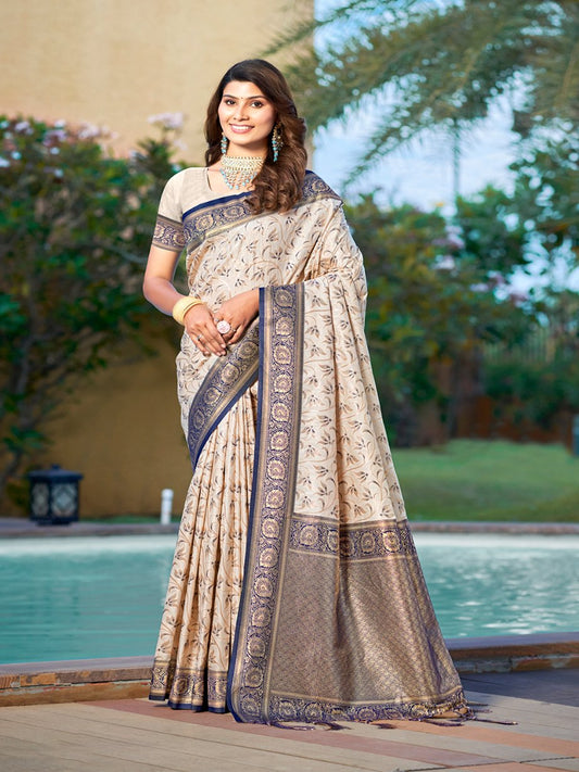 Blue Silk Woven Work Traditional Saree