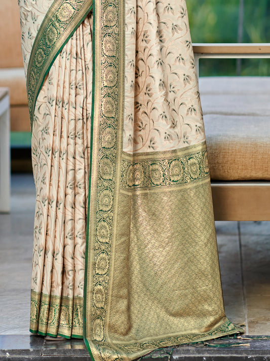 Olive Green Silk Woven Work Traditional Saree