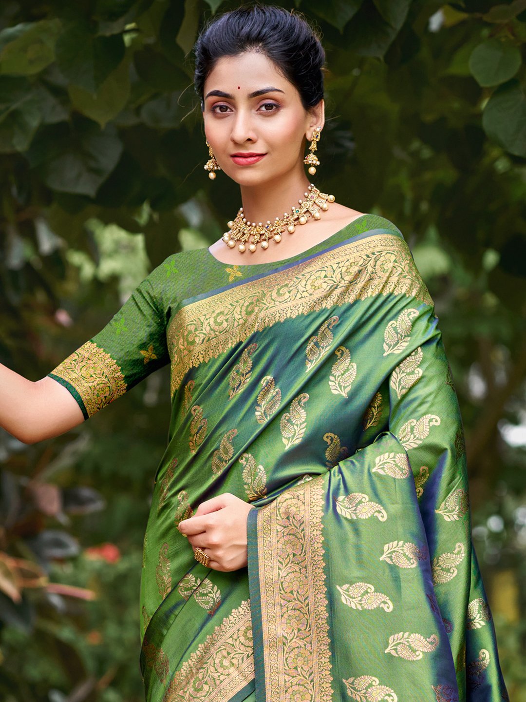 Green Silk Woven Work Traditional Saree