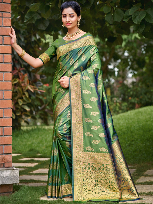 Green Silk Woven Work Traditional Saree