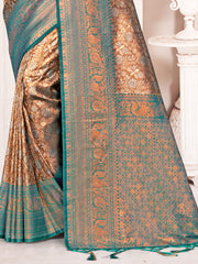 Brown Kanjivaram Silk Woven Work Traditional Tassels Saree