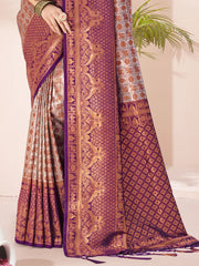 Wine Silk Woven Work Festival Saree