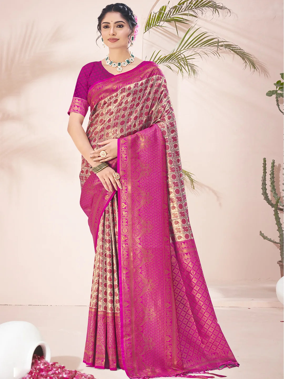 Rani Silk Woven Work Festival Saree