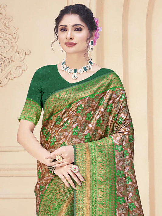 Green Silk Woven Work Traditional Saree