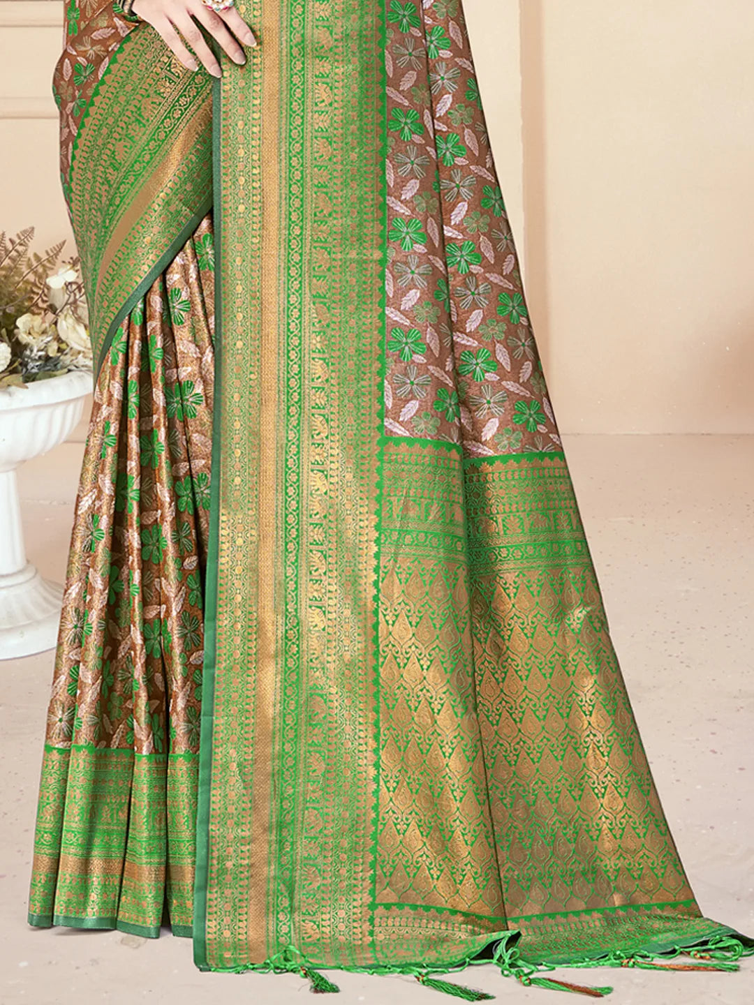 Green Silk Woven Work Traditional Saree