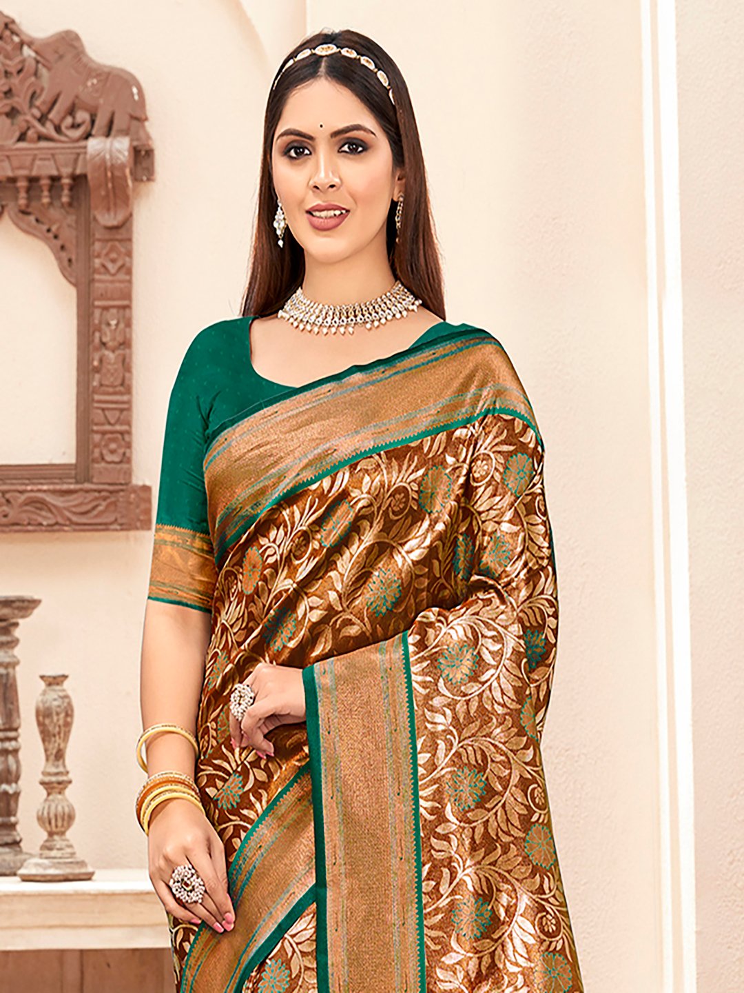 Green Silk Woven Work Traditional Saree