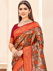 Red Silk Woven Work Traditional Saree