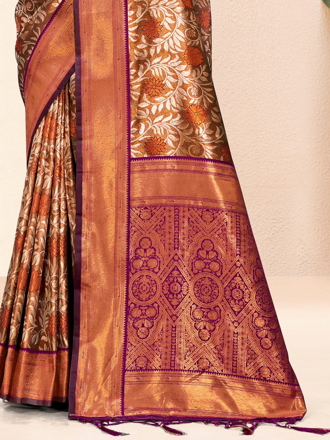 Purple Silk Woven Work Traditional Saree